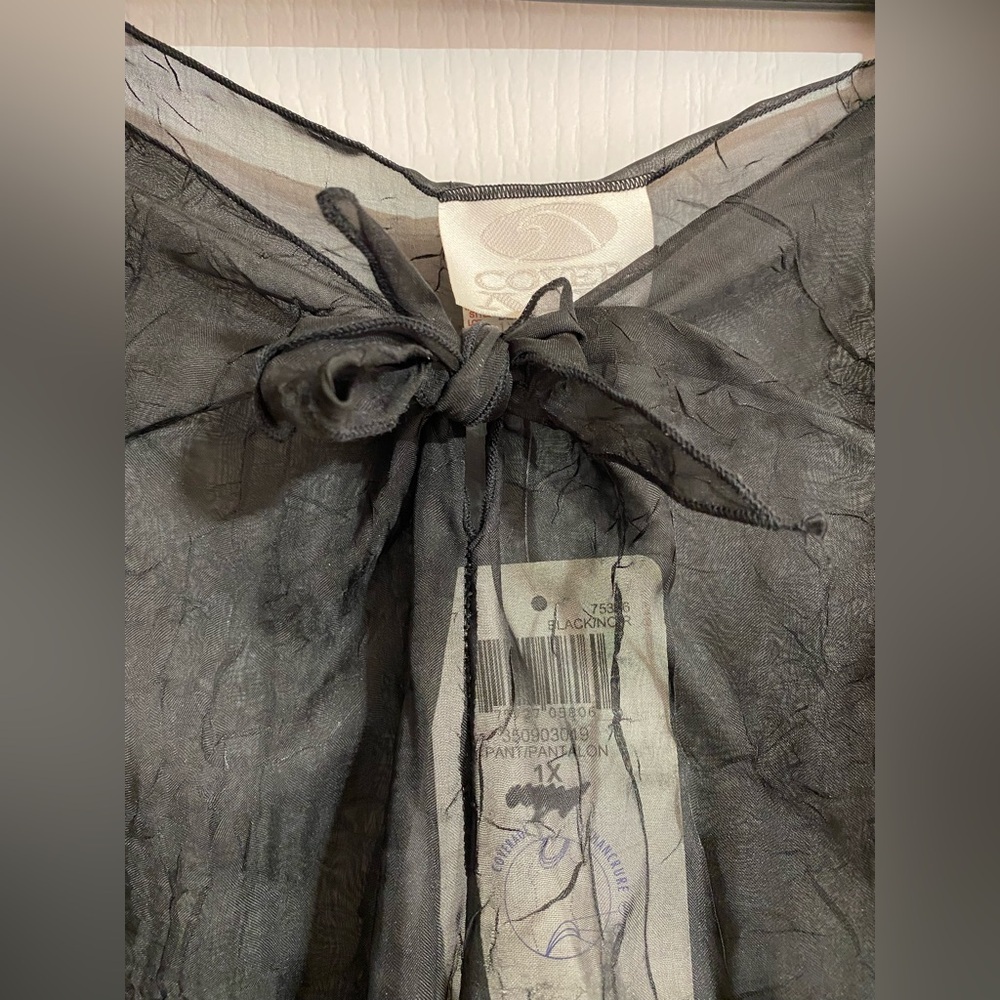 NWT Krista Boho Sheer Front Tie Coverup Beach Pool Swim Suit Black Pants Size 1X - Picture 2 of 7